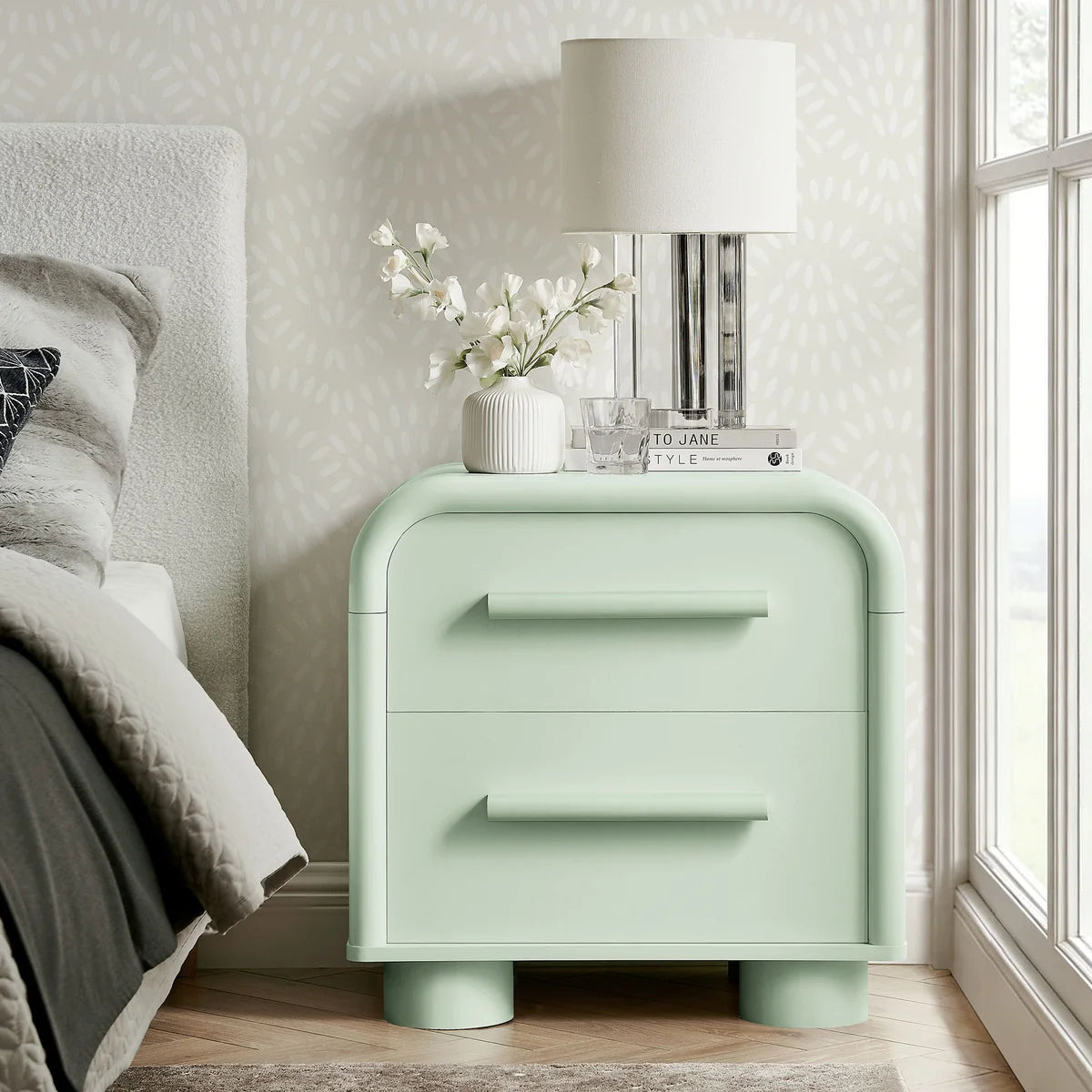 Bellamy Curved 2‑Drawer Nightstand