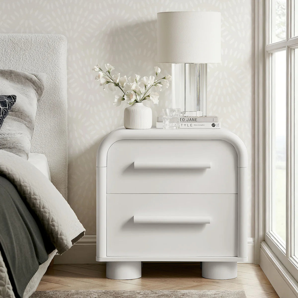 Bellamy Curved 2‑Drawer Nightstand