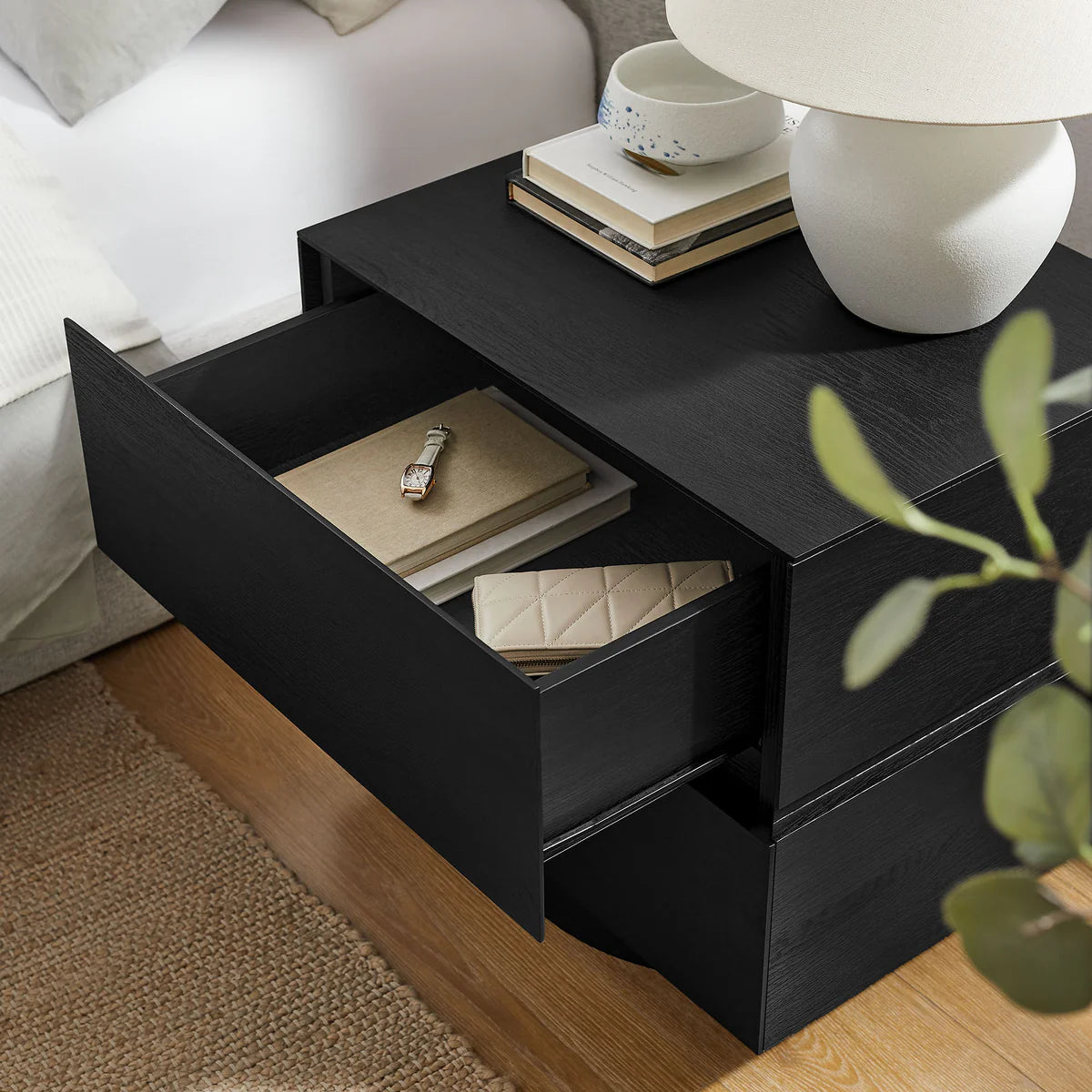 Koval Floating Pedestal 2‑Drawer Nightstand