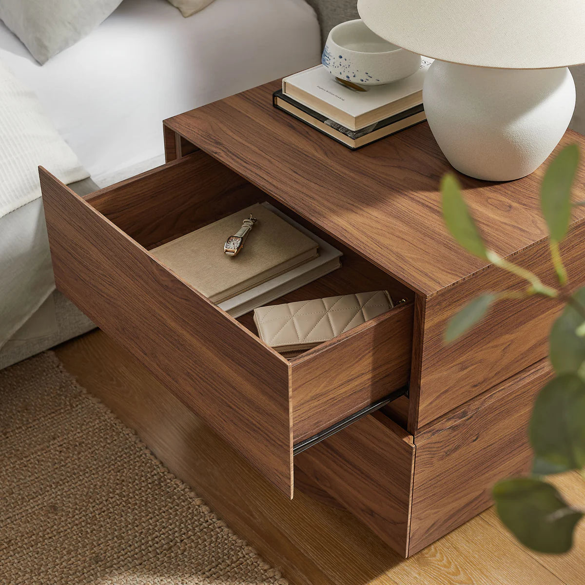 Koval Floating Pedestal 2‑Drawer Nightstand