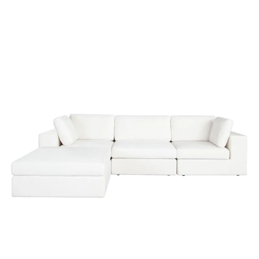 Muse 4PC Modular Reversible Chaise Sectional Sofa in Mist White Durable Fabric