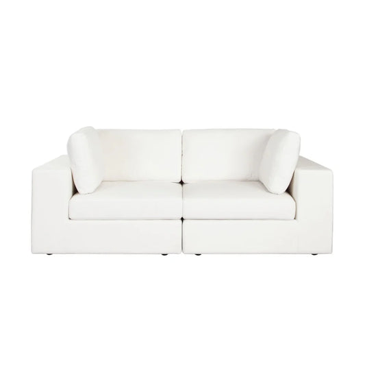 Muse Modular Sofa Set in Mist White Performance Fabric – Durable & Stylish