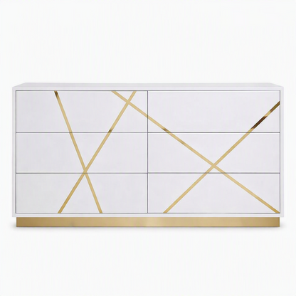 Nixa White High Gloss 6 Soft-Closing Drawers Dresser