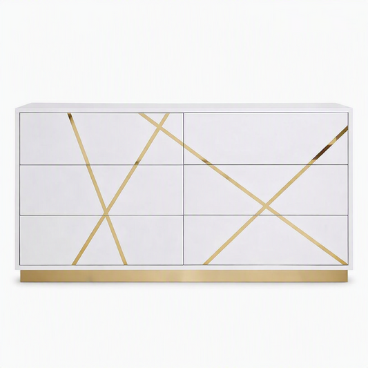 Nixa White High Gloss 6 Soft-Closing Drawers Dresser