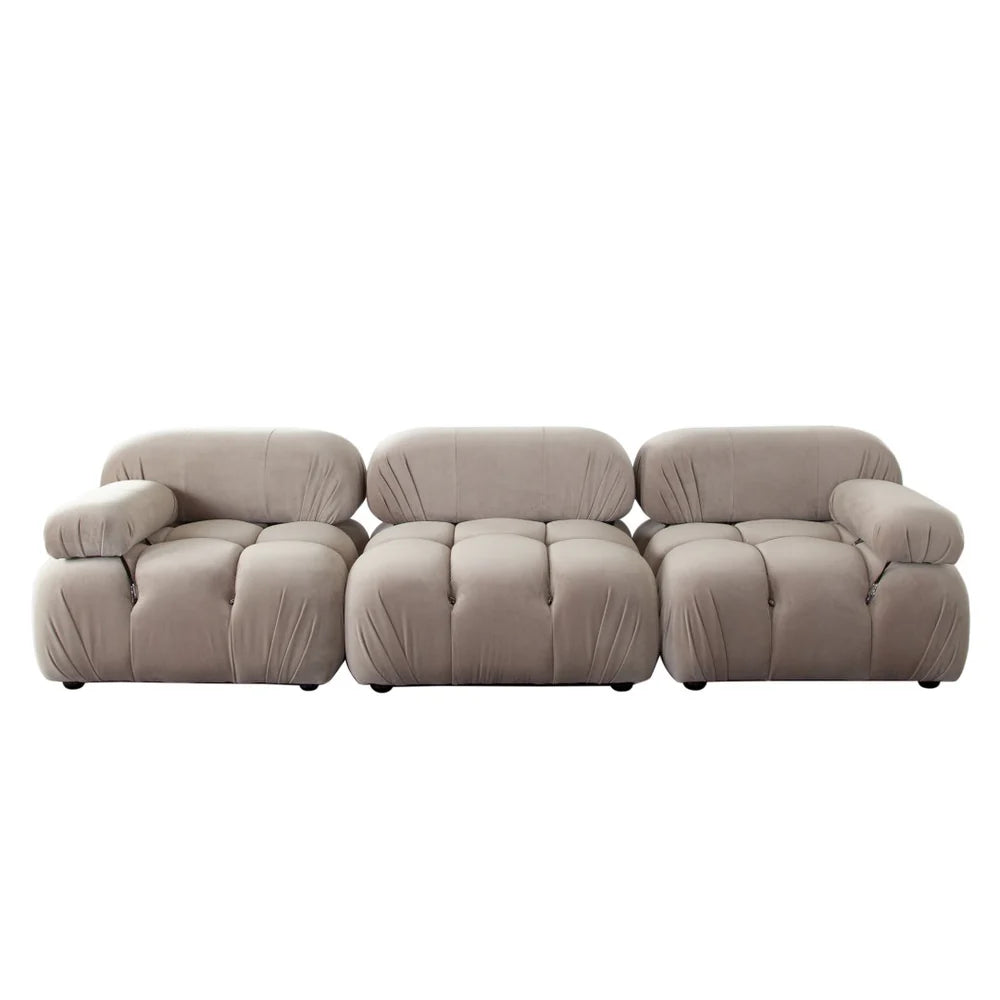 Paloma 3PC Modular Sofa in Mink Tan Velvet – Stylish & Comfortable