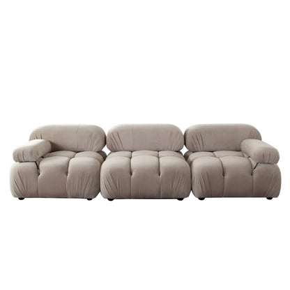 Paloma 3PC Modular Sofa in Mink Tan Velvet – Stylish & Comfortable