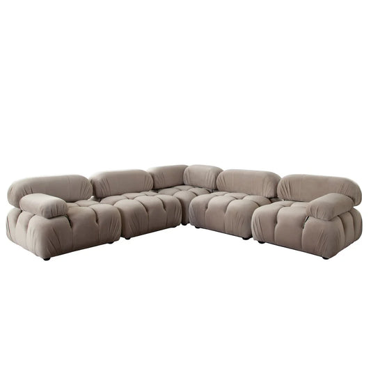 Paloma 5PC Modular Corner Sectional in Mink Tan Velvet – Elegant & Customizable