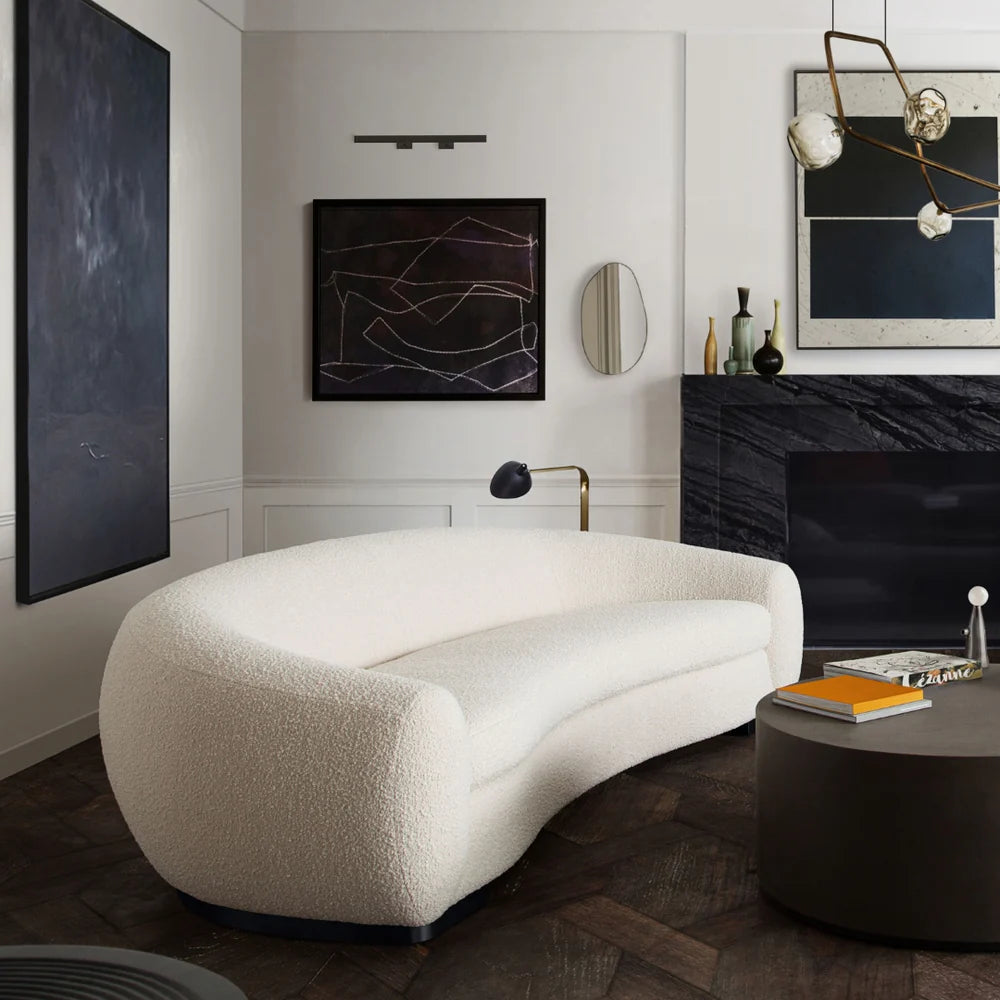 Pascal Sofa in Bone Bouclé Fabric - Elegant and Cozy Seating with a Soft, Textured Finish for Modern Living Spaces