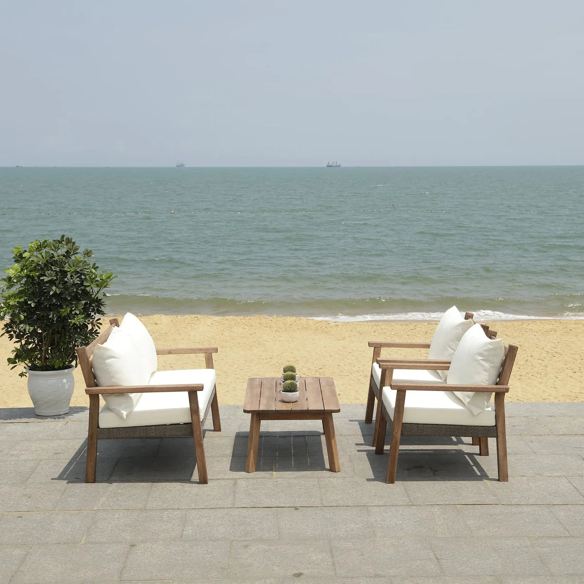 Reid 4-Piece Outdoor Living Set - Stylish and Comfortable Patio Furniture for Relaxed Outdoor Gatherings