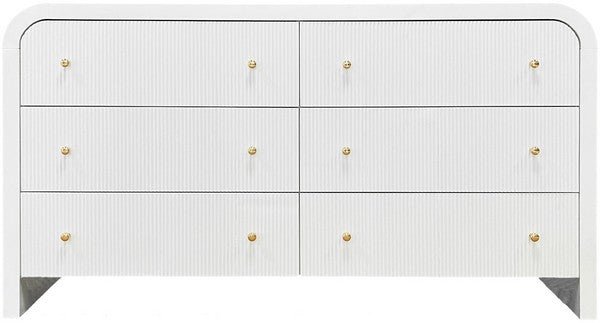 Liabella 6 Drawer Curved Dresser – Elegant Modern Storage Solution for Bedroom