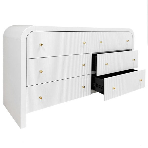 Liabella 6 Drawer Curved Dresser – Elegant Modern Storage Solution for Bedroom