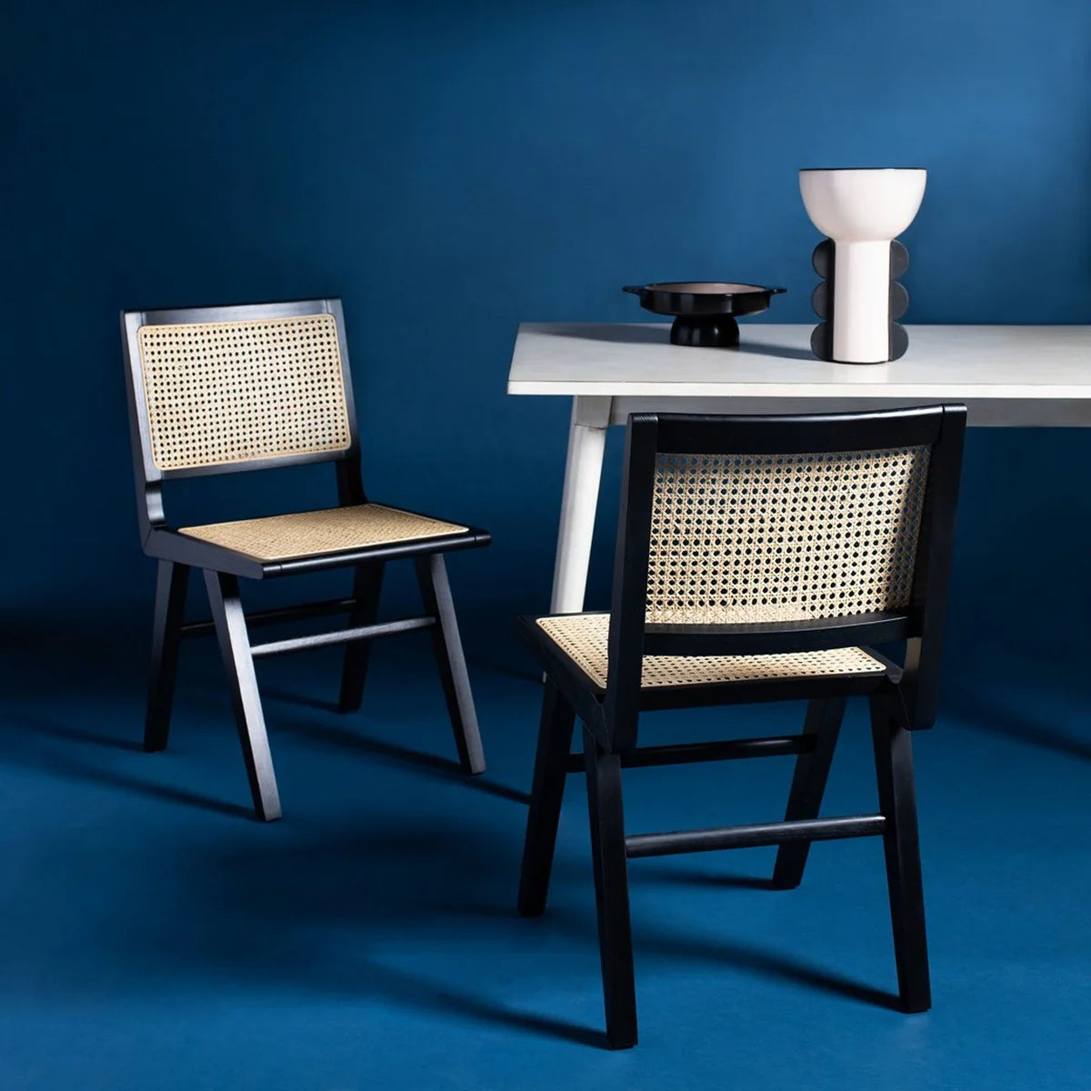 Hattie Elegant Cane Dining Chair Set of 2 - Stylish and Comfortable Seating for Contemporary Dining Spaces