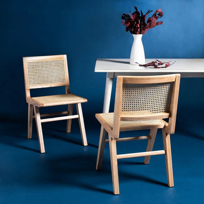 Hattie Elegant Cane Dining Chair Set of 2 - Stylish and Comfortable Seating for Contemporary Dining Spaces
