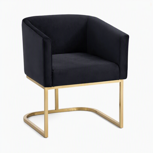 Yukon Black Velvet and Gold Dining Chair