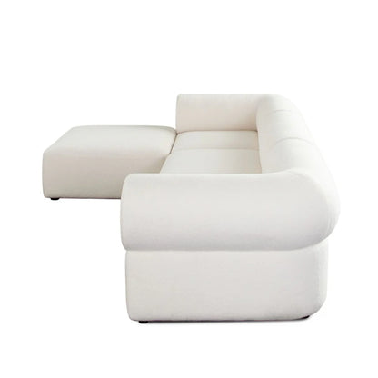 Zia 4PC Modular Reversible Chaise Sectional in Cozy Ivory Sherpa