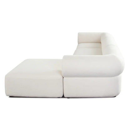 Zia 4PC Modular Reversible Chaise Sectional in Cozy Ivory Sherpa