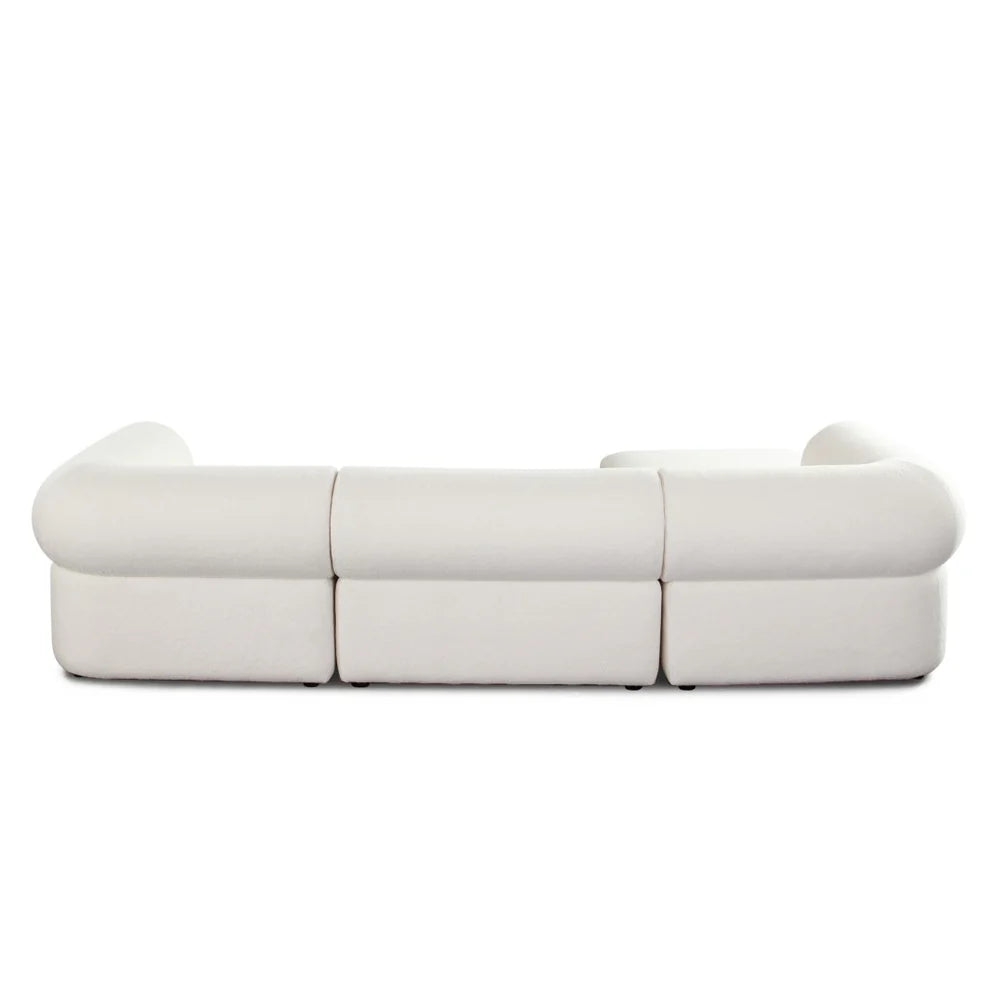 Zia 4PC Modular Reversible Chaise Sectional in Cozy Ivory Sherpa