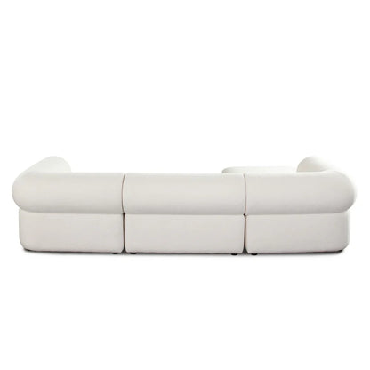 Zia 4PC Modular Reversible Chaise Sectional in Cozy Ivory Sherpa