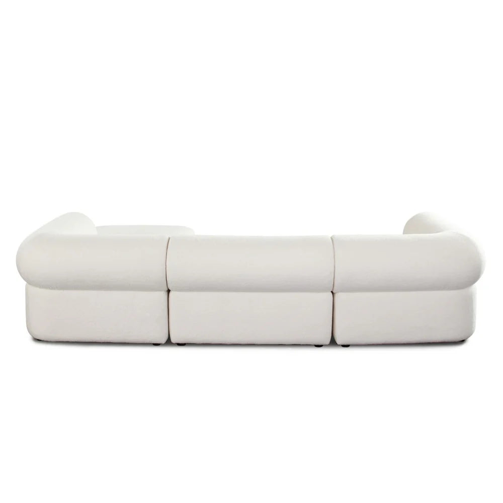 Zia 4PC Modular Reversible Chaise Sectional in Cozy Ivory Sherpa