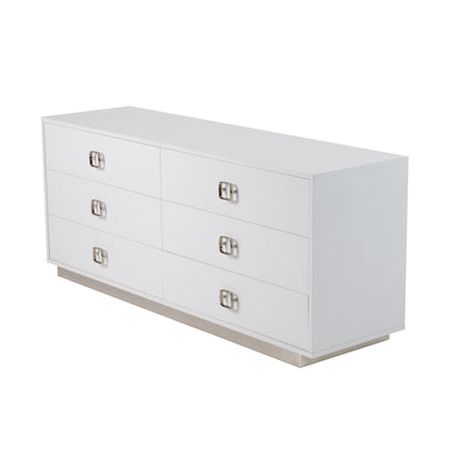 Victoria White Crocodile Six-Drawer Dresser