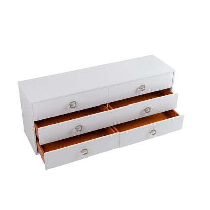 Victoria White Crocodile Six-Drawer Dresser