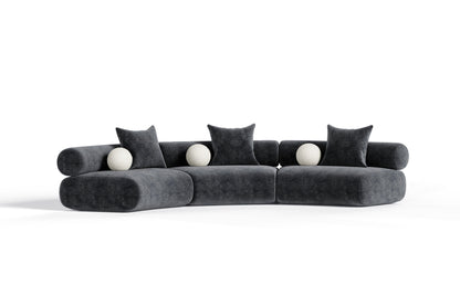 Divani Casa Simpson - Contemporary Dark Grey Curved Modular Sectional Sofa for Modern Living Rooms