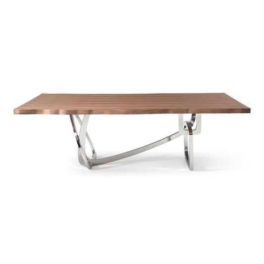 Addy Walnut and Stainless Steel Dining Table