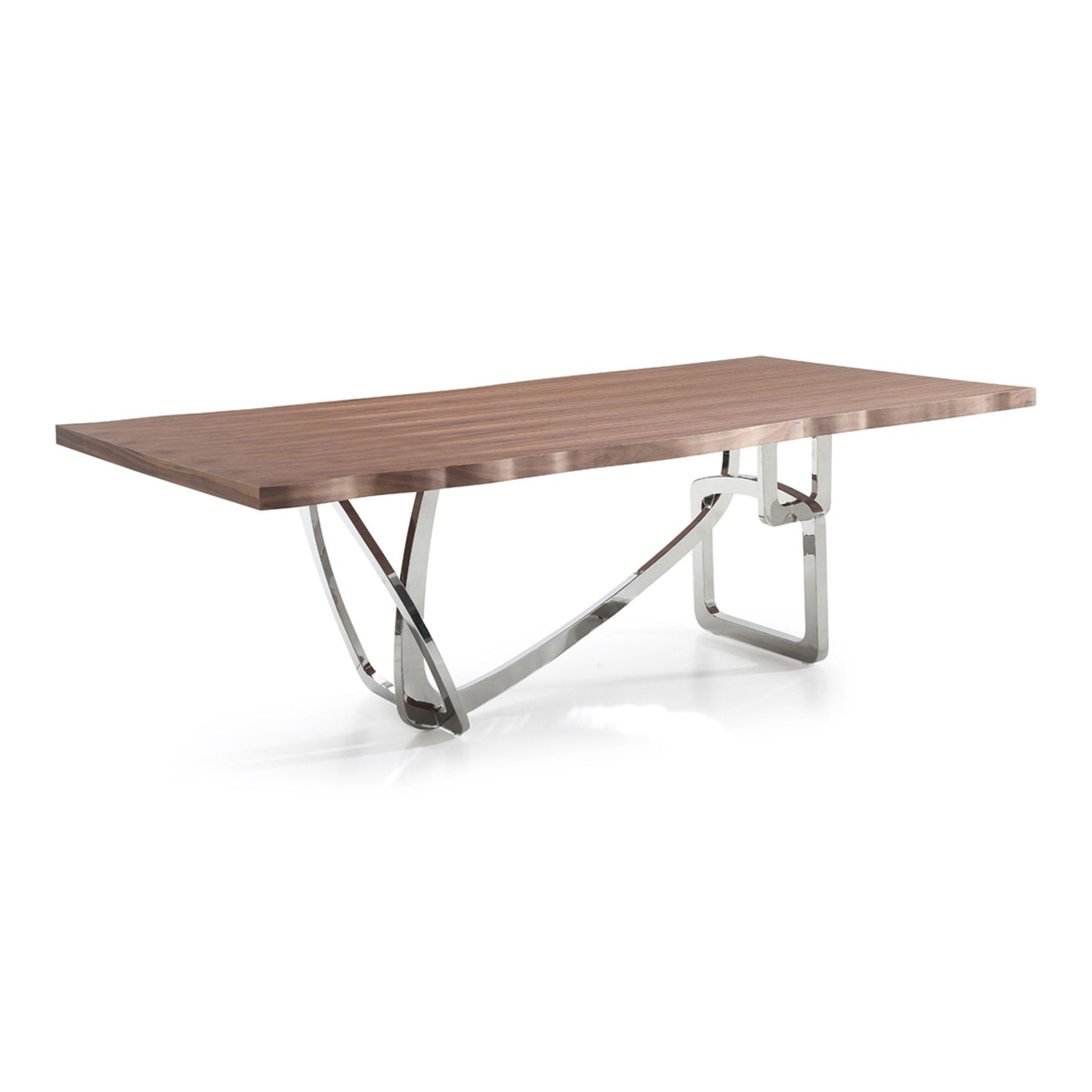Addy Walnut and Stainless Steel Dining Table
