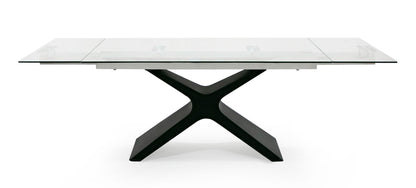 Modrest Adler Extendable Dining Table – Modern Black Glass Design (63”/94.5” Length)