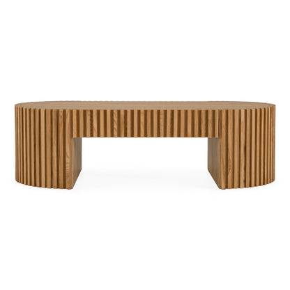 Albrite Modern Natural Ash Veneer Oval Coffee Table with Drawer – 51.2"