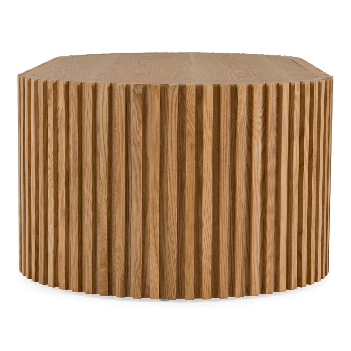 Albrite Modern Natural Ash Veneer Oval Coffee Table with Drawer – 51.2"