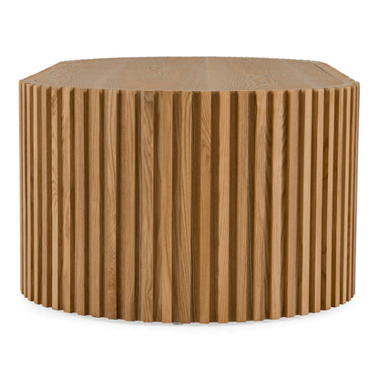 Albrite Modern Natural Ash Veneer Oval Coffee Table with Drawer – 51.2"