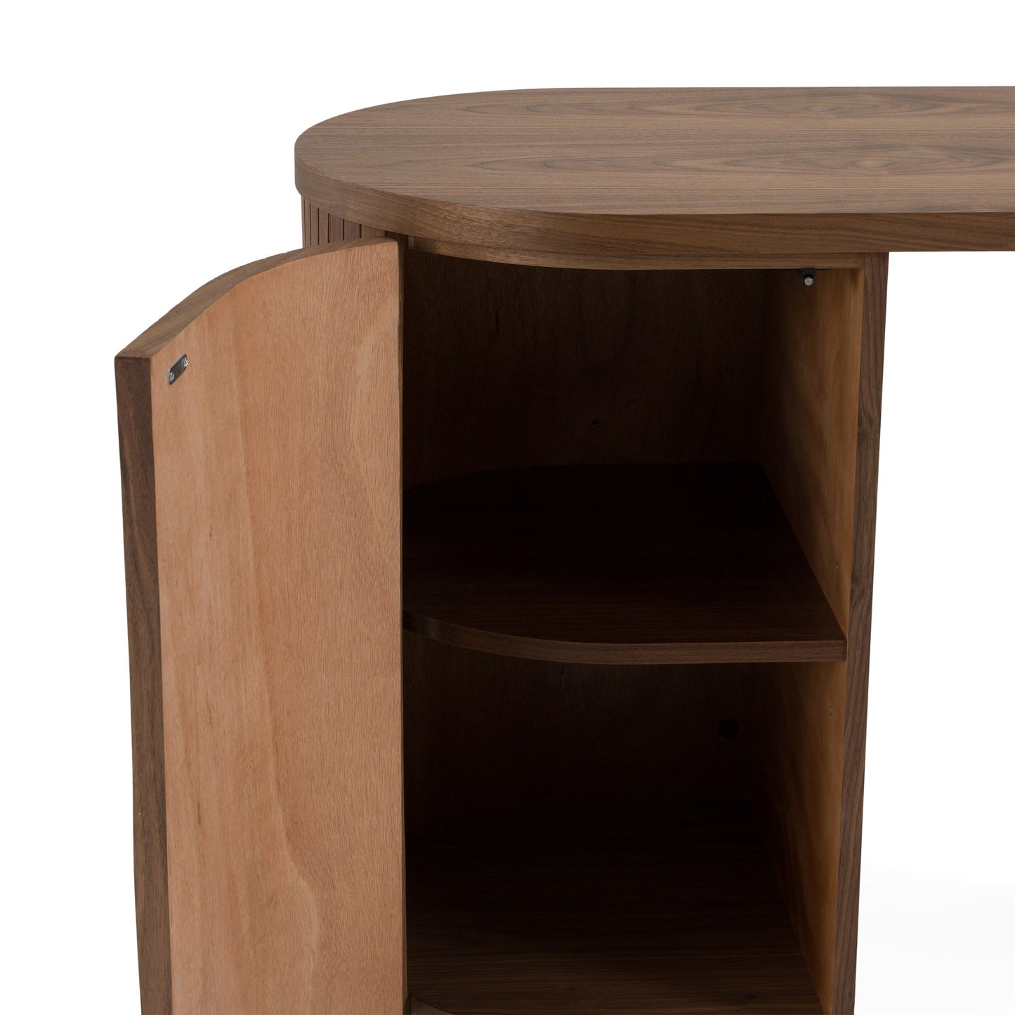 Albrite Modern Walnut Veneer Writing Desk with Cabinet and Drawers – 70"