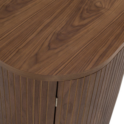 Albrite Modern Walnut Veneer Writing Desk with Cabinet and Drawers – 70"