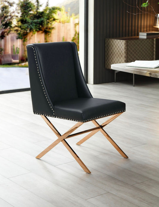 Modrest - Alexia Modern Black Leatherette & Rosegold Dining Chair
