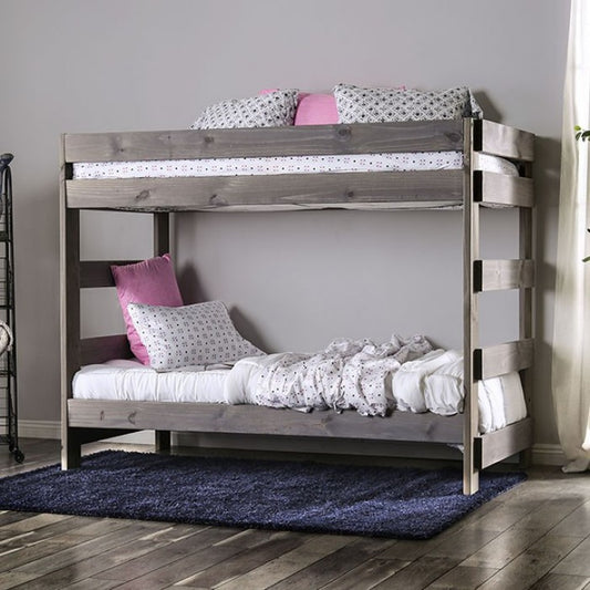 Arlette Two Slat Kits Twin Over Twin Bunk Bed