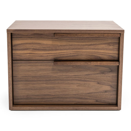 Amberlie Walnut Two-Drawer Nightstand