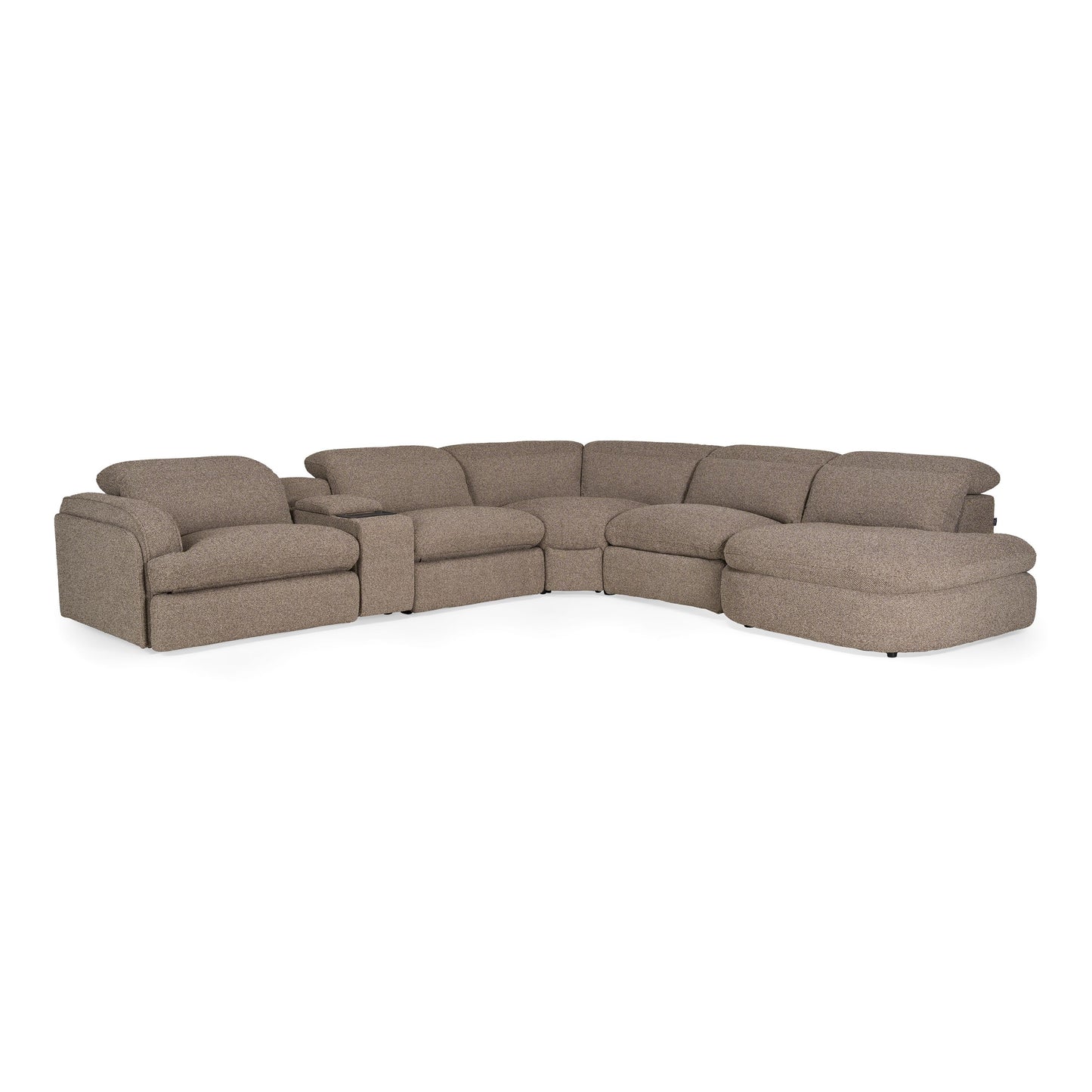 Ambler Modern Brown Fabric Sectional Sofa 2 Power Recliners Left Facing Chaise