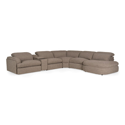 Ambler Modern Brown Fabric Sectional Sofa 2 Power Recliners Left Facing Chaise