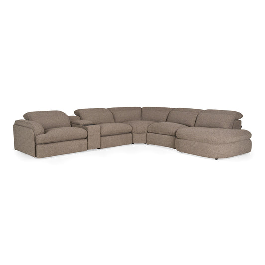 Ambler Modern Brown Fabric Sectional Sofa 2 Power Recliners Left Facing Chaise