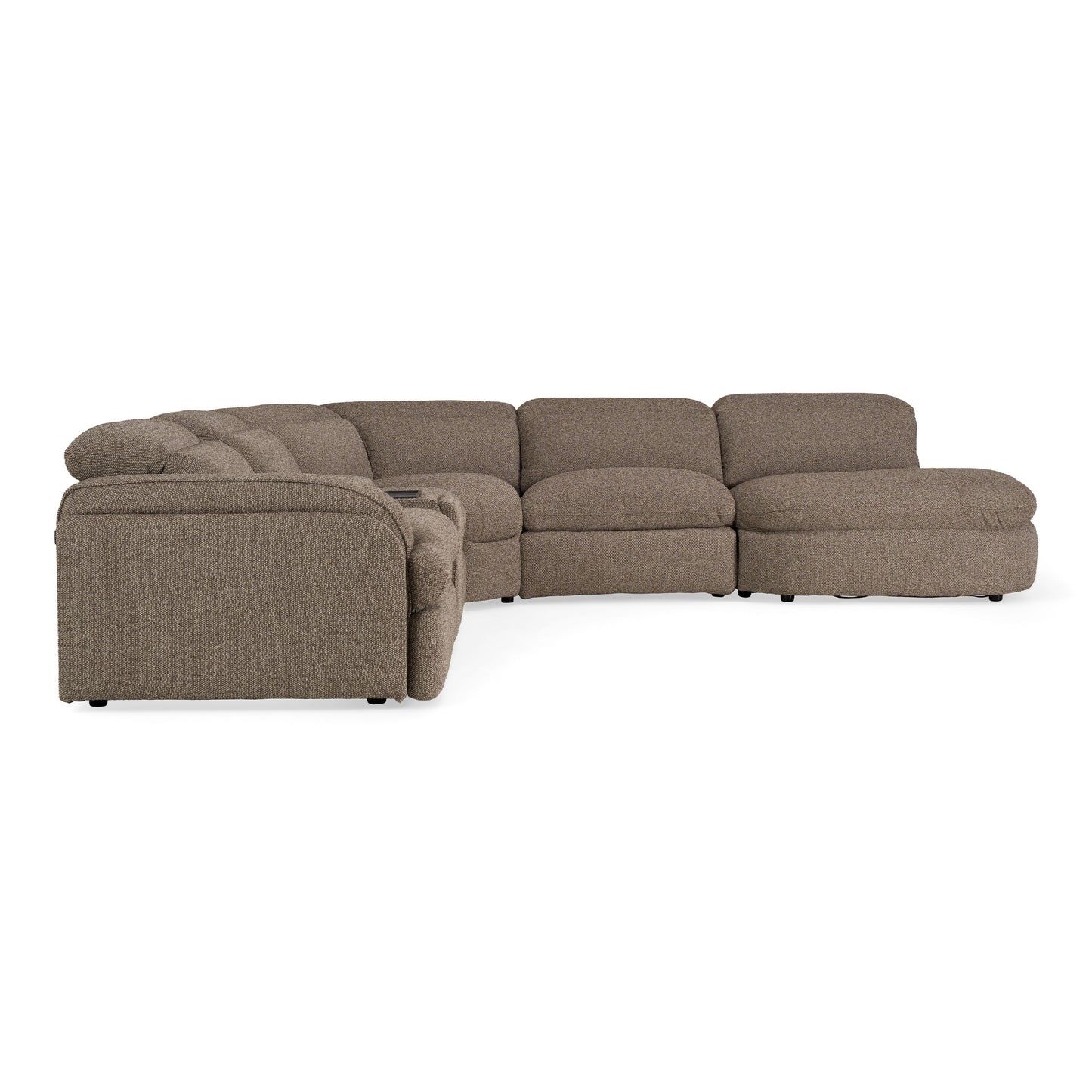Ambler Modern Brown Fabric Sectional Sofa 2 Power Recliners Left Facing Chaise