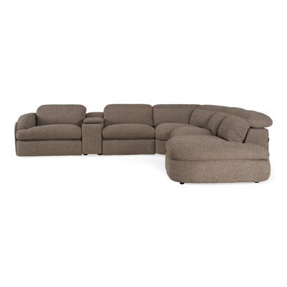 Ambler Modern Brown Fabric Sectional Sofa 2 Power Recliners Left Facing Chaise