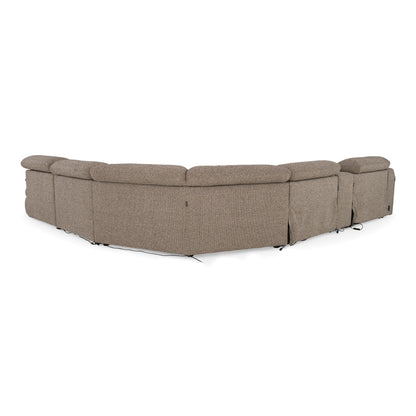 Ambler Modern Brown Fabric Sectional Sofa 2 Power Recliners Left Facing Chaise
