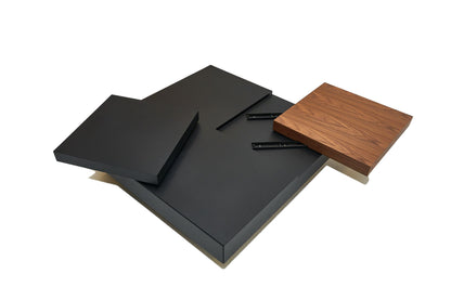 Modrest Ambry Modern Walnut and Flat Black Coffee Table – Sleek Contemporary Living Room Accent