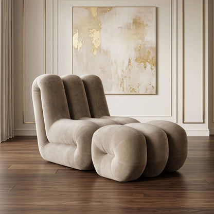 Archie Modern Taupe Fabric Accent Chair and Ottoman