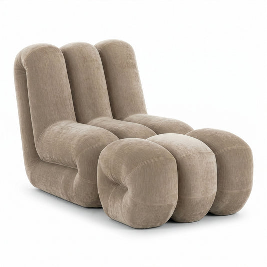 Archie Modern Taupe Fabric Accent Chair and Ottoman