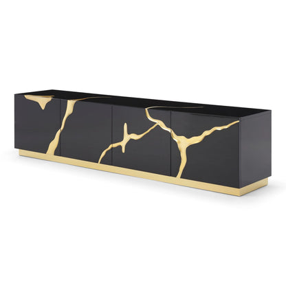 Aspen Black and Gold 4-Door Media Console