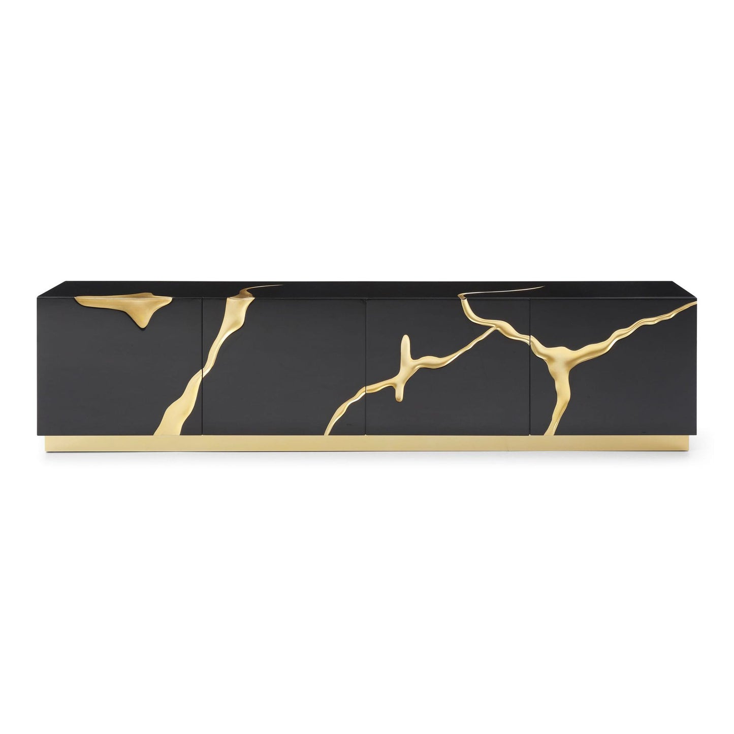 Aspen Black and Gold 4-Door Media Console