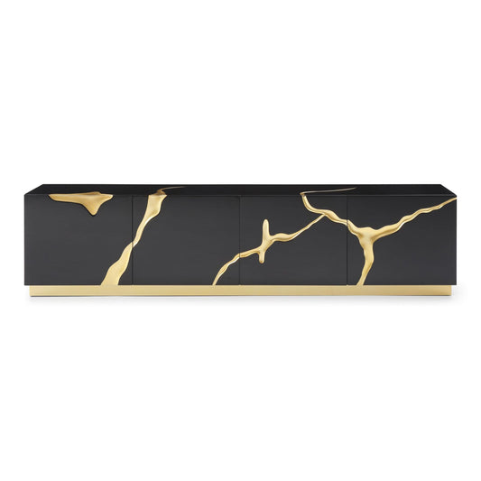 Aspen Black and Gold 4-Door Media Console