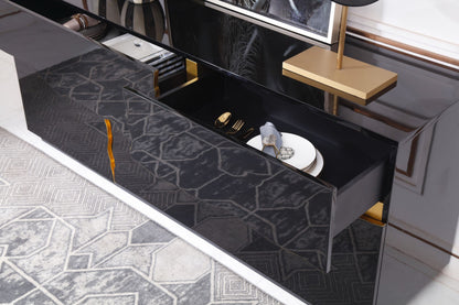 Aspen High Gloss Black and Gold Buffet